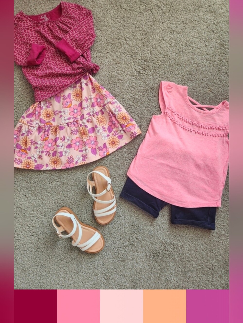 Girls 4T Mix & Match Bundle | Cute, Pink, Floral, Hearts, School | 4 Pieces